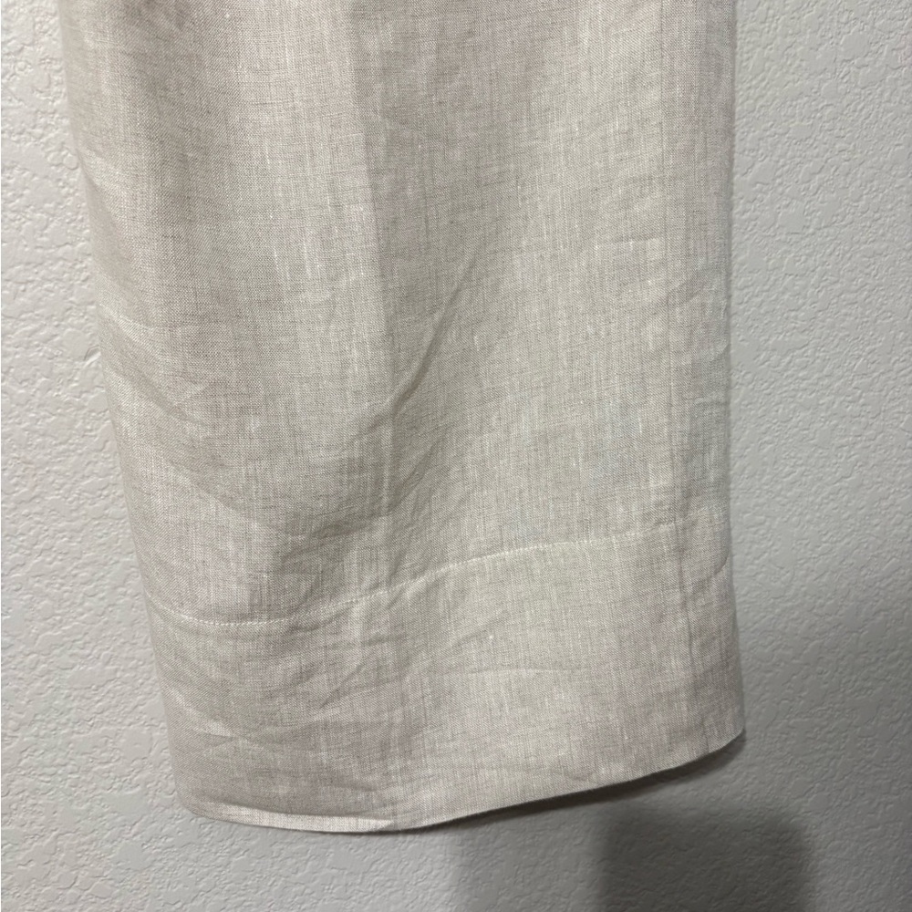 WHYCI Milano Casual Neutral Beige Linen Wide-Leg Pull On Pants w Pockets - Picture 5 of 10